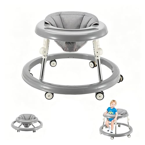 Folding Baby Walker,Height Adjustable Baby Walker for Babys 6-18 Months (Gray)