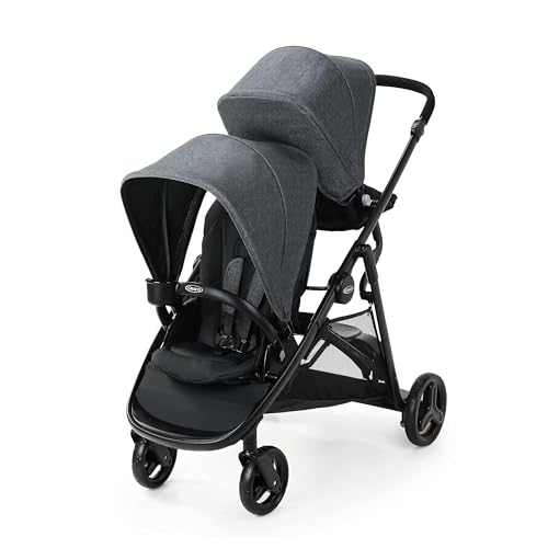 Graco Ready2Grow 2.0 Double Stroller, Twin Baby Stroller Features Bench Seat and Standing Platform Options, Compact Fold Perfect for Baby Travel, Rafa