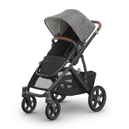 UPPAbaby Vista V3 Convertible Single-to-Double Stroller for Baby & Toddler, 30+ Configurations, Car Seat Compatible, All-Wheel Suspension, XL Basket – Greyson (Charcoal Mélange/Carbon Frame)