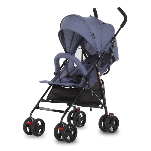 Dream On Me Vista Moonwalk Baby Stroller, Lightweight Travel Umbrella Stroller with Compact Fold, Smooth Ride Wheels, Multi-Position Recline, Spacious Storage Basket with Cup Holder, Blue