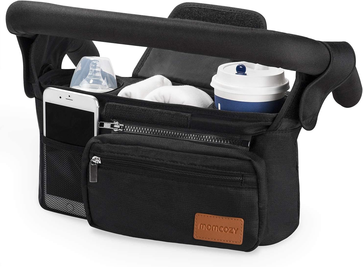 Momcozy Universal Stroller Organizer with Insulated Cup Holder Detachable Phone Bag & Shoulder Strap, Fits for Stroller Li...