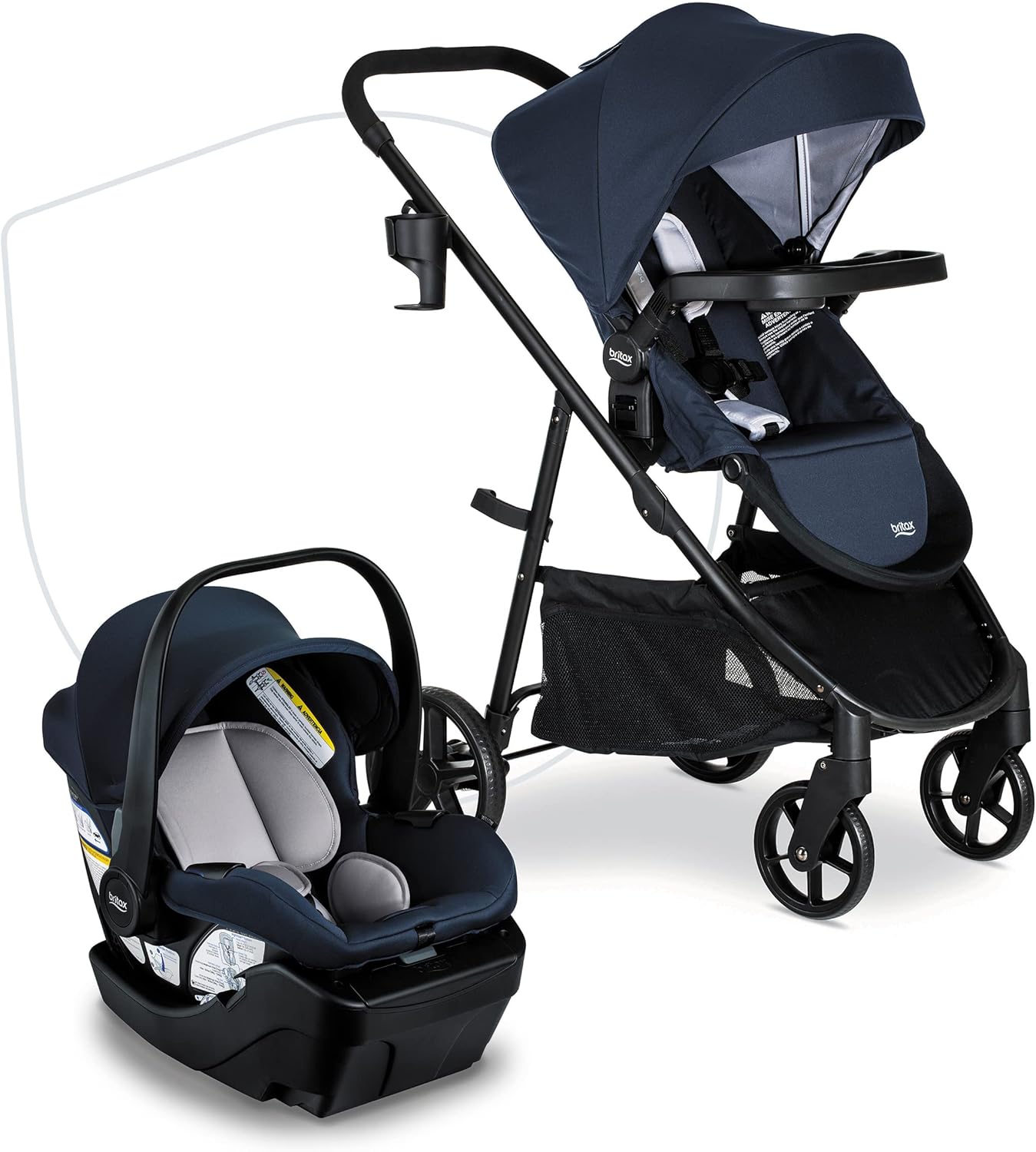 Britax Willow Brook Travel System, Car Seat Stroller Combo With Willow Infant Car Seat, Aspen Base, and Brook Stroller; Cl...