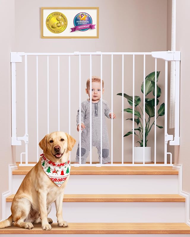 Cumbor 29.2-43" Baby Gate for Stairs, Hardware Mounted (Drill Required — Durability testing under extreme conditions