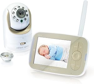 Infant Optics DXR-8 480p Video Baby Monitor, Non-WiFi FHSS Connection, Interchangeable Lenses, Pan Tilt Zoom, Night Vision, Two-Way Talk
