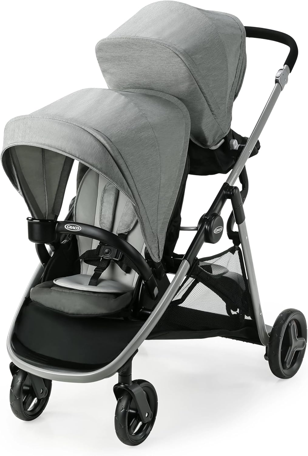 Graco Ready2Grow LX 2.0 Double Stroller, Twin Baby Stroller Features Bench Seat and Standing Platform Options, Compact Fol...
